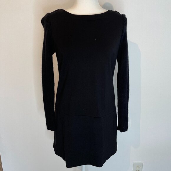 LOFT Black Dress with Sweater Sleeves size 4 - Picture 1 of 5